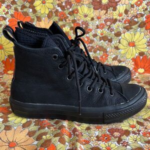 Converse All Star Black Leather High-Tops with with Lunarlon - New w/out box